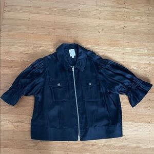 Cinq à Sept Black Satin Holly Jacket Sz L